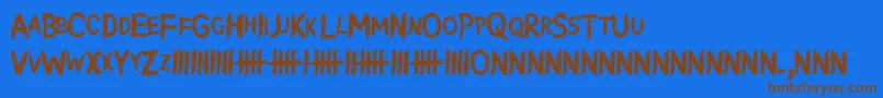 フォントWritingWithoutInk – 茶色の文字が青い背景にあります。