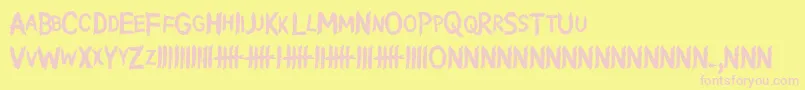 Fonte WritingWithoutInk – fontes rosa em um fundo amarelo