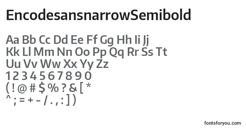 Schriftart EncodesansnarrowSemibold – Alphabet, Zahlen, spezielle Symbole