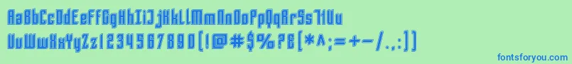 SfPiezolectricInline-fontti – siniset fontit vihreällä taustalla