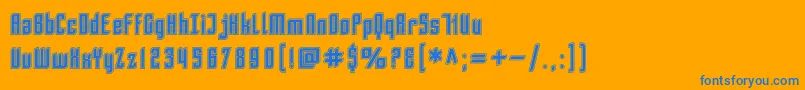 SfPiezolectricInline-Schriftart – Blaue Schriften auf orangefarbenem Hintergrund