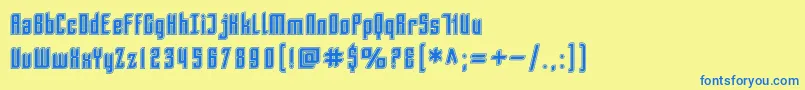 SfPiezolectricInline-fontti – siniset fontit keltaisella taustalla