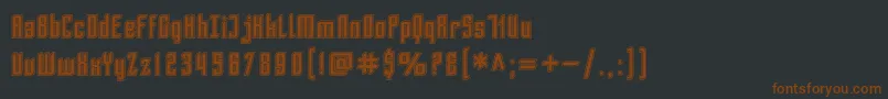 SfPiezolectricInline-fontti – ruskeat fontit mustalla taustalla