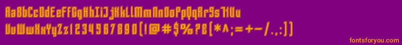 SfPiezolectricInline-Schriftart – Orangefarbene Schriften auf violettem Hintergrund