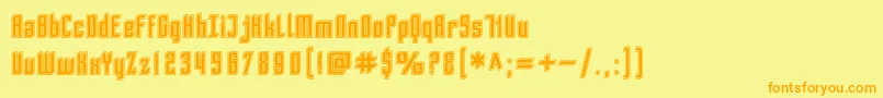 SfPiezolectricInline-Schriftart – Orangefarbene Schriften auf gelbem Hintergrund