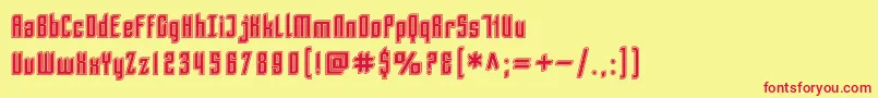 SfPiezolectricInline-fontti – punaiset fontit keltaisella taustalla