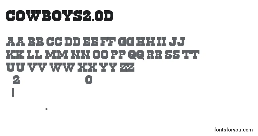 Шрифт Cowboys2.0D – алфавит, цифры, специальные символы