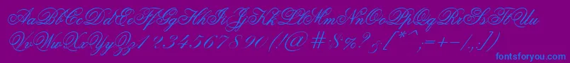 Old Script Font – Blue Fonts on Purple Background