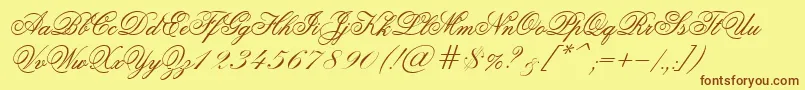 Fonte Old Script – fontes marrons em um fundo amarelo