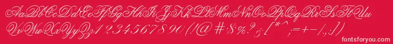 Old Script Font – Pink Fonts on Red Background