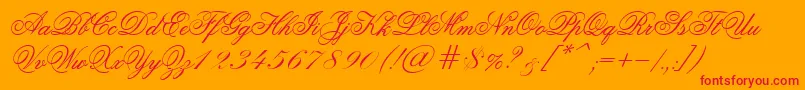 フォントOld Script – オレンジの背景に赤い文字