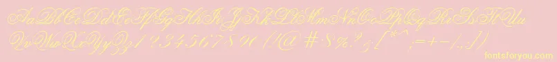 Old Script Font – Yellow Fonts on Pink Background