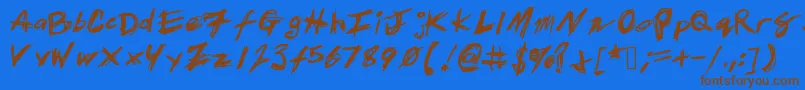 Patrickscratch Font – Brown Fonts on Blue Background