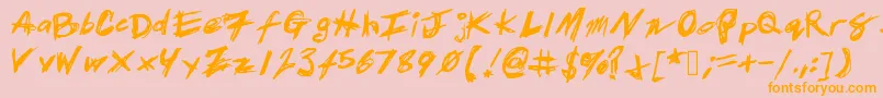 Patrickscratch-Schriftart – Orangefarbene Schriften auf rosa Hintergrund