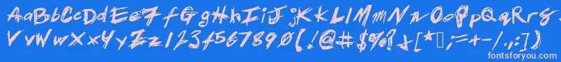 Patrickscratch-Schriftart – Rosa Schriften auf blauem Hintergrund