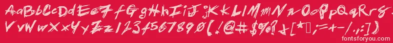 Fonte Patrickscratch – fontes rosa em um fundo vermelho
