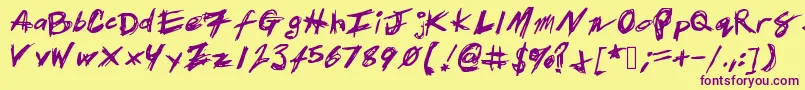 Patrickscratch-Schriftart – Violette Schriften auf gelbem Hintergrund