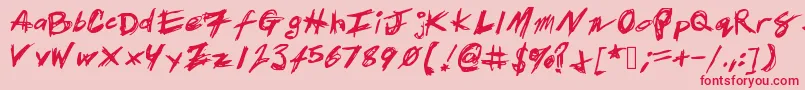 Fonte Patrickscratch – fontes vermelhas em um fundo rosa