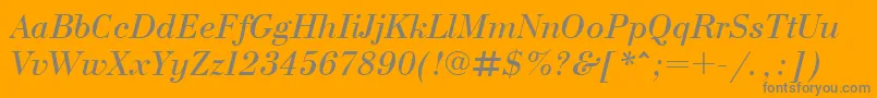 Weitere Informationen zur BodonicttItalic-Schriftart BodonicttItalic-Schriftart – Graue Schriften auf orangefarbenem Hintergrund