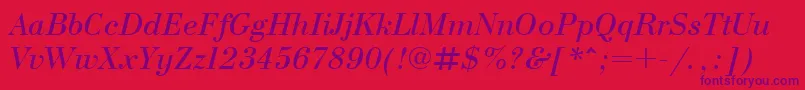 Police BodonicttItalic – polices violettes sur fond rouge