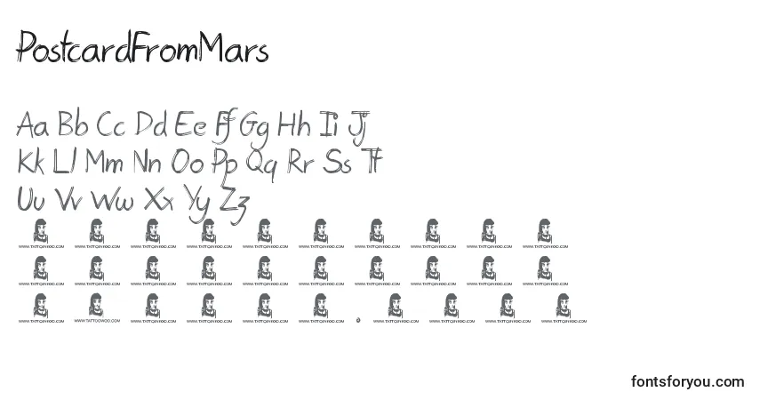 PostcardFromMars Font – alphabet, numbers, special characters