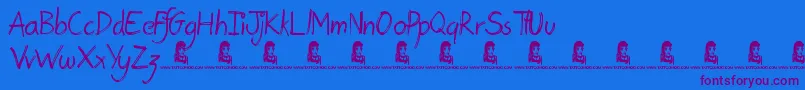 PostcardFromMars Font – Purple Fonts on Blue Background