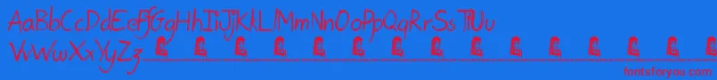 PostcardFromMars Font – Red Fonts on Blue Background