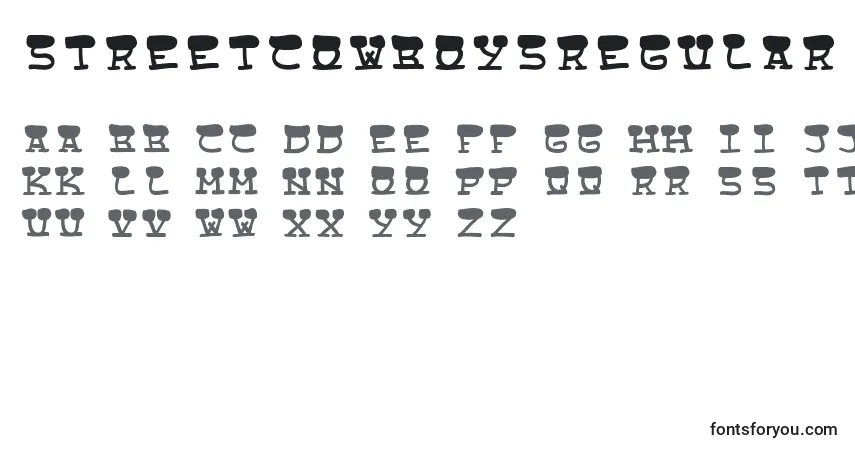 A fonte StreetCowboysRegular – alfabeto, números, caracteres especiais