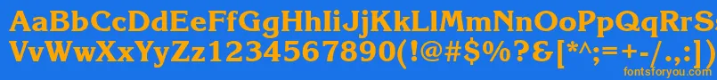 フォントKorinnablackctt – オレンジ色の文字が青い背景にあります。