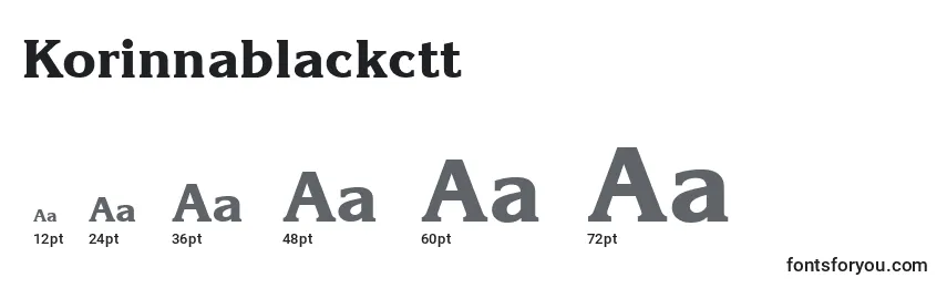Размеры шрифта Korinnablackctt