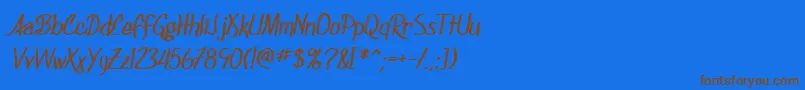 SfFoxboroScriptBold Font – Brown Fonts on Blue Background