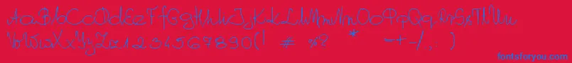 MyOwnScript Font – Blue Fonts on Red Background