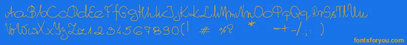 Weitere Informationen zur MyOwnScript-Schriftart MyOwnScript-Schriftart – Orangefarbene Schriften auf blauem Hintergrund