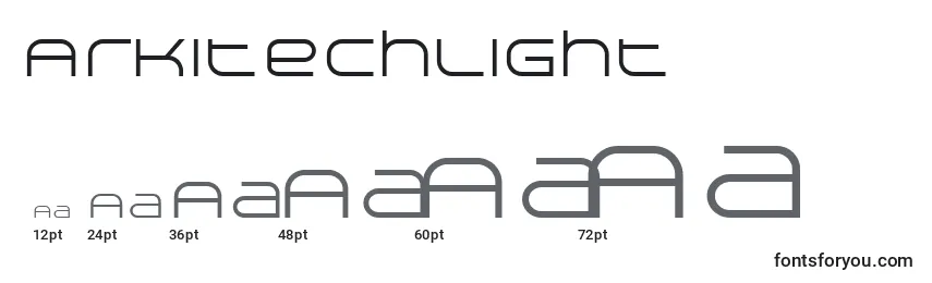 Размеры шрифта ArkitechLight