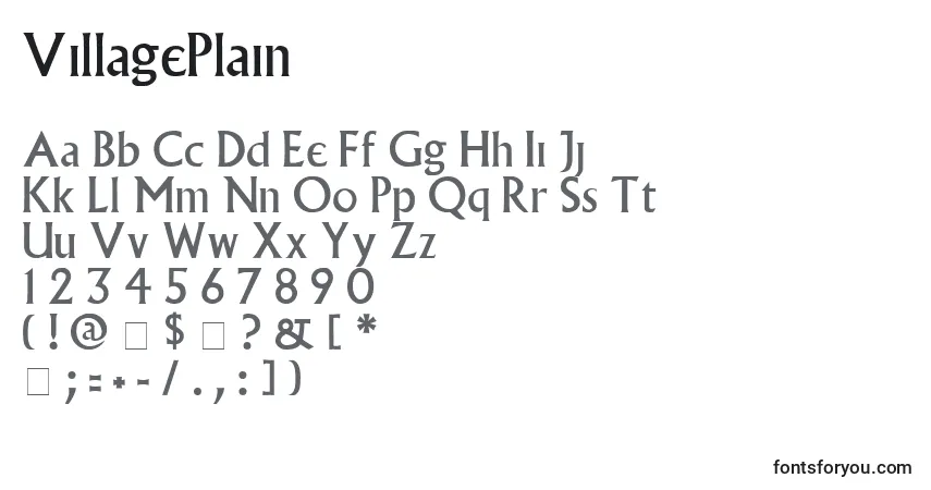 Шрифт VillagePlain – алфавит, цифры, специальные символы
