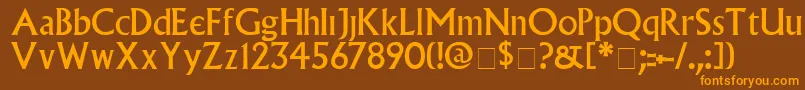 VillagePlain Font – Orange Fonts on Brown Background