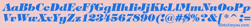 Fonte TiffanyHeavyItalicBt – fontes azuis em um fundo rosa