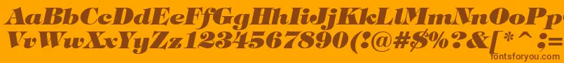 Czcionka TiffanyHeavyItalicBt – brązowe czcionki na pomarańczowym tle