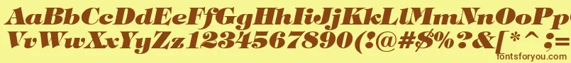 Czcionka TiffanyHeavyItalicBt – brązowe czcionki na żółtym tle
