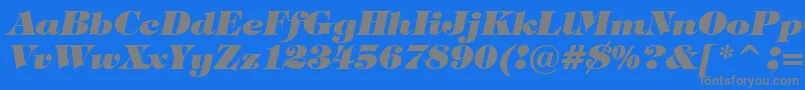 フォントTiffanyHeavyItalicBt – 青い背景に灰色の文字