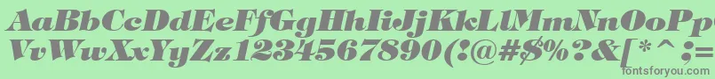 フォントTiffanyHeavyItalicBt – 緑の背景に灰色の文字