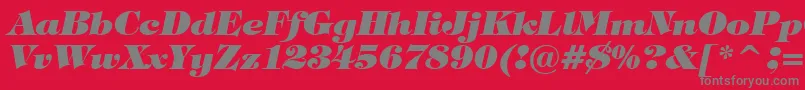 フォントTiffanyHeavyItalicBt – 赤い背景に灰色の文字