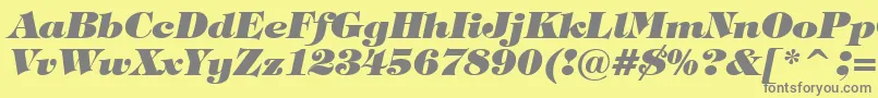 フォントTiffanyHeavyItalicBt – 黄色の背景に灰色の文字