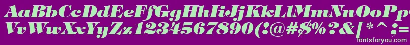 フォントTiffanyHeavyItalicBt – 紫の背景に緑のフォント