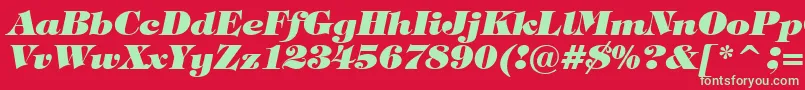 フォントTiffanyHeavyItalicBt – 赤い背景に緑の文字