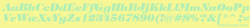 Czcionka TiffanyHeavyItalicBt – zielone czcionki na żółtym tle