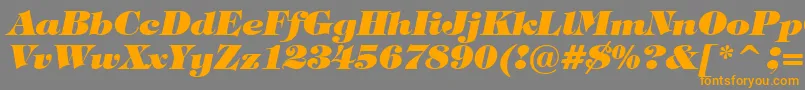 フォントTiffanyHeavyItalicBt – オレンジの文字は灰色の背景にあります。