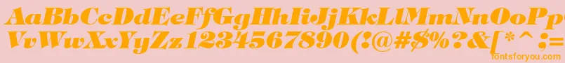 フォントTiffanyHeavyItalicBt – オレンジの文字がピンクの背景にあります。