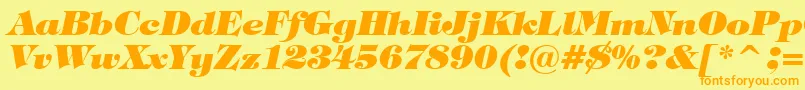Czcionka TiffanyHeavyItalicBt – pomarańczowe czcionki na żółtym tle