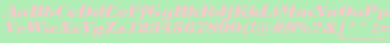 Шрифт TiffanyHeavyItalicBt – розовые шрифты на зелёном фоне